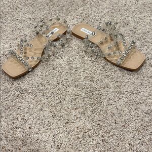 Steve Madden Clear Sandals with Silver Studs